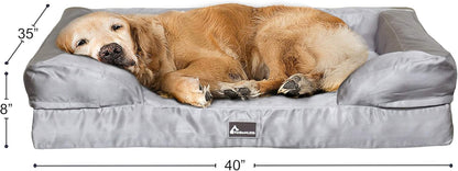 Deluxe Dog Bed Sofa & Lounge W/Premium Orthopedic Memory Foam and Chew Resistant Removable Zipper Cover + Free Bonus Waterproof Liner [Replacement Zipper Covers Available]
