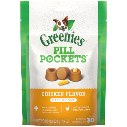 Pill Pockets for Dogs Chicken Flavor Large, Capsule Size Soft Dog Treats, 7.9 Oz, (30 Pk)