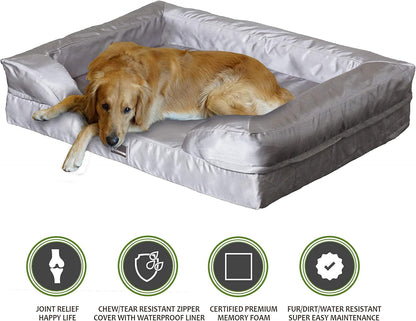 Deluxe Dog Bed Sofa & Lounge W/Premium Orthopedic Memory Foam and Chew Resistant Removable Zipper Cover + Free Bonus Waterproof Liner [Replacement Zipper Covers Available]